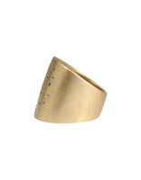 Flat Cuba Ring in Bronze with 10 White  Sapphires