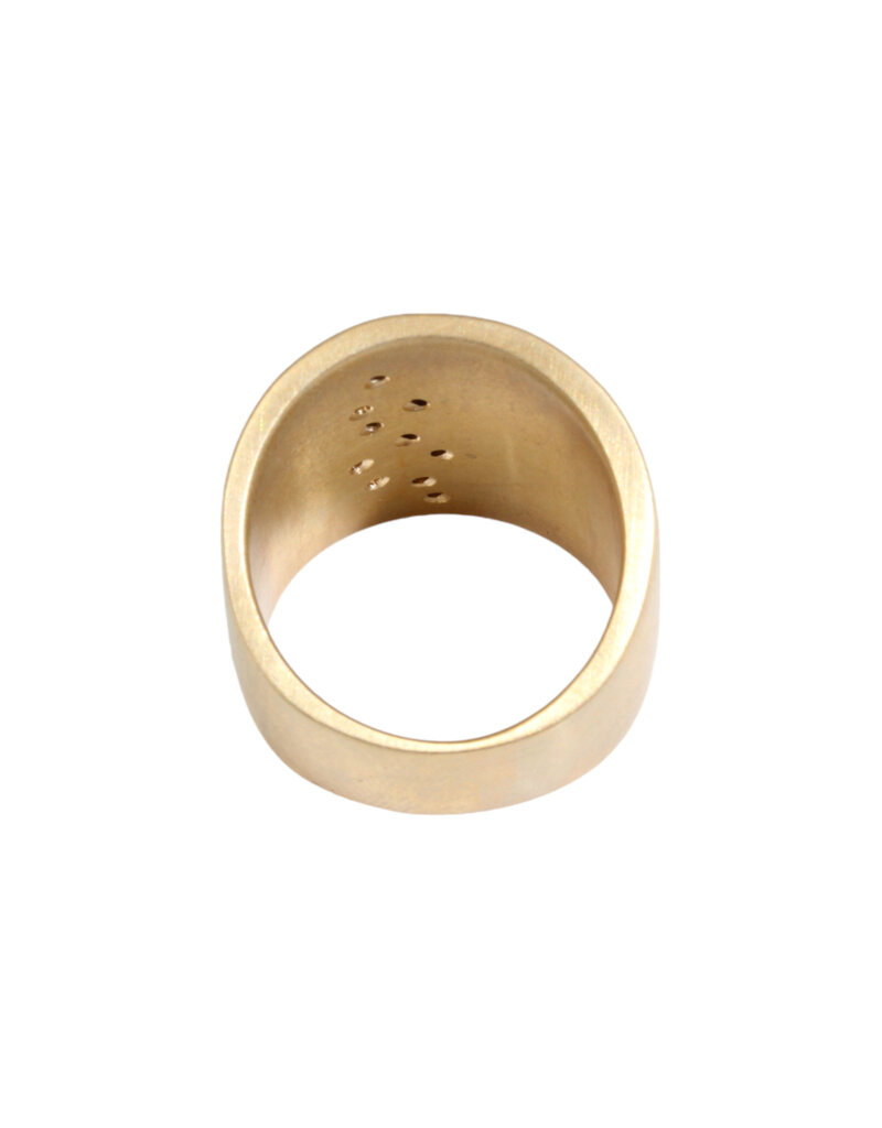 Flat Cuba Ring in Bronze with 10 White  Sapphires