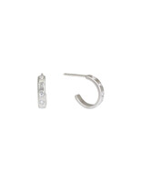 Post Hoop Earrings in Platinum with 10 White Diamonds