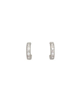 Post Hoop Earrings in Platinum with 10 White Diamonds