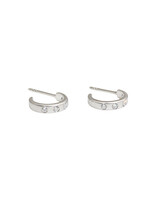 Post Hoop Earrings in Platinum with 10 White Diamonds
