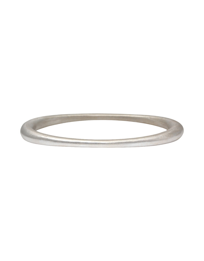 Tapered Oval Bangle with Thick Ends  in Brushed Silver