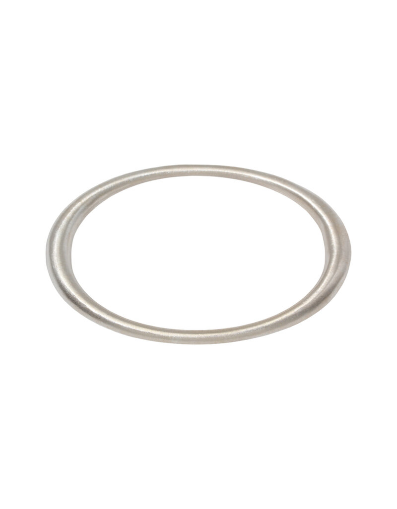 Tapered Oval Bangle with Thick Ends  in Brushed Silver