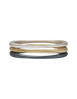 Tapered Oval Bangle with Thick Ends  in Oxidized Silver