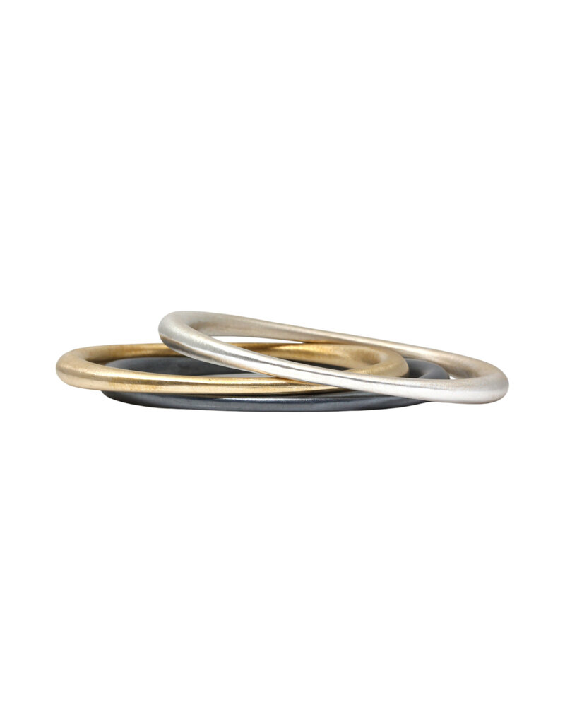 Tapered Oval Bangle with Thick Ends  in Oxidized Silver