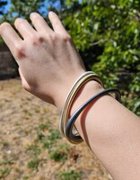 Tapered Oval Bangle with Thick Ends  in Oxidized Silver