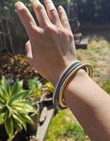 Tapered Oval Bangle with Thick Ends  in Oxidized Silver