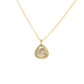 Rosecut Light Salt and Pepper Teardrop Diamond Necklace in 18k Gold - 18"