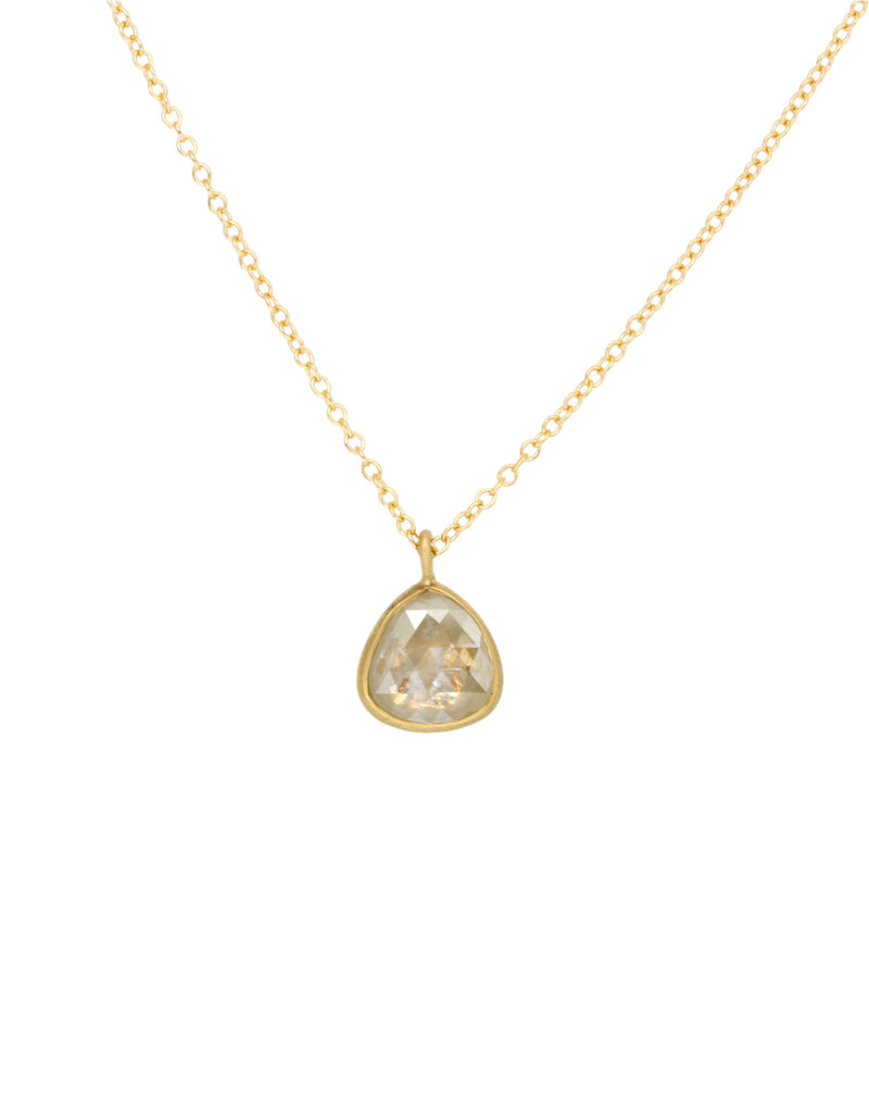 Rosecut Light Salt and Pepper Teardrop Diamond Necklace in 18k Gold - 18"