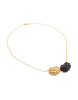 Jet and 18k Gold Cluster Necklace