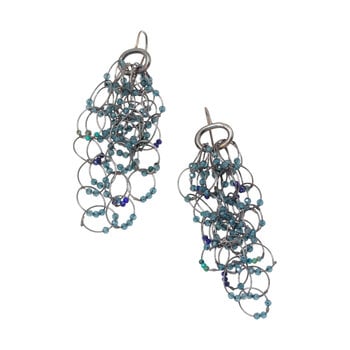 Loop Earrings with Lapis, Amazonite & Quartz in Oxidized Silver