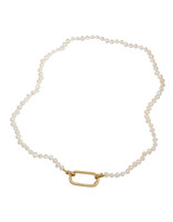 Tracy Conkle Pearl Necklace with Large Cushion Charm Clasp in 14k Gold