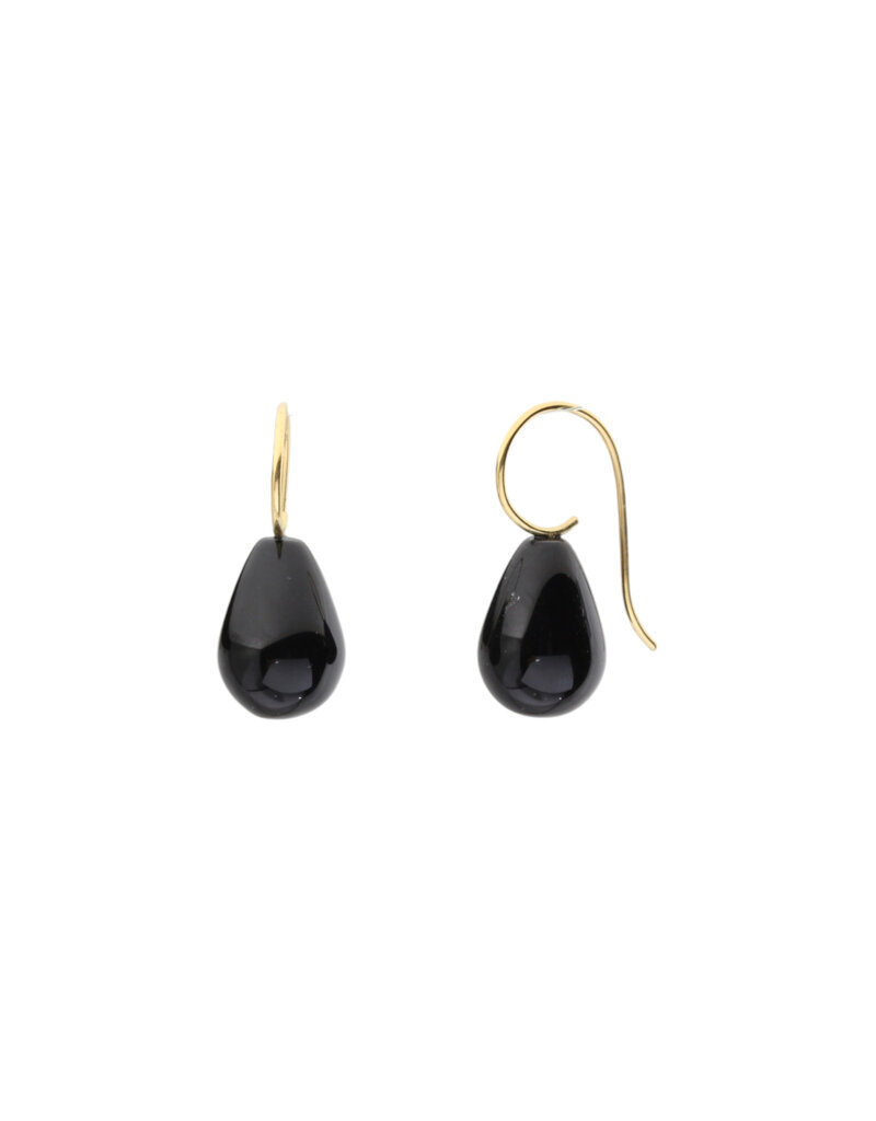 Black Onyx Teardrop Earrings with 18k Gold Earwires