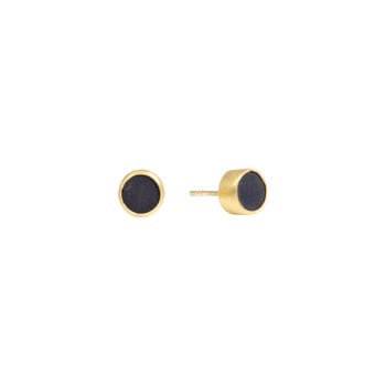 Matte Obsidian Post Earrings in 18k Gold