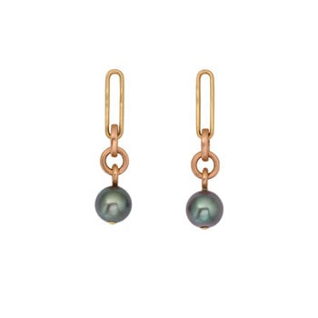 Tracy Conkle Tahitian Pearl Earrings in 14k Rose & Yellow Gold