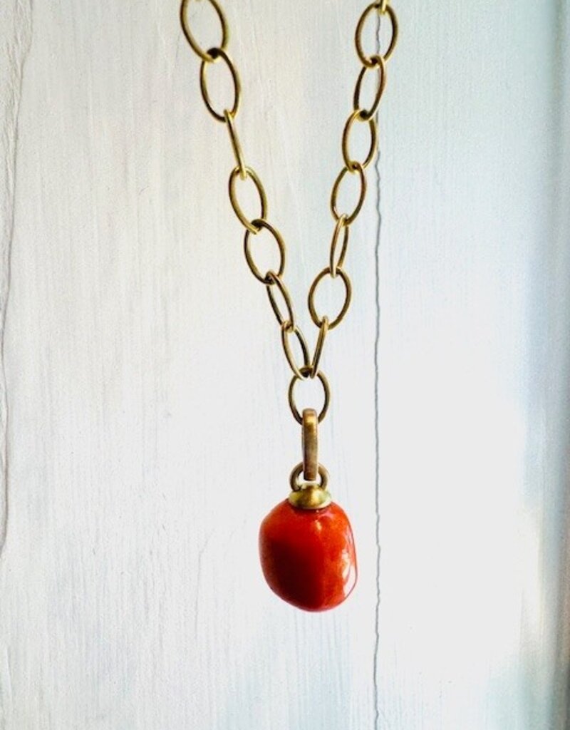 Tracy Conkle Persimmon Coral Drop Pendant in 18k Gold