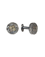 Topography Cufflinks with Raw Diamonds in Oxidized Silver