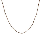 Smoky Quartz Faceted Bead Necklace with Oxidized Silver Clasp - 34"