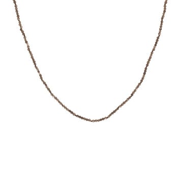 Smoky Quartz Faceted Bead Necklace with Oxidized Silver Clasp - 34"