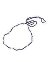 Lapis Bead and Brass Necklace - 28"