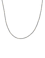 Gold Droplets Necklace in Oxidized Silver and 18k Gold - 33"