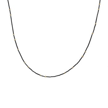 Gold Droplets Necklace in Oxidized Silver and 18k Gold - 23"