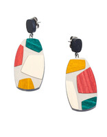 Georgette Earrings in Multicolored Wood