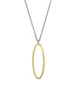 Open Oval Necklace in Oxidized Silver & 22k Gold