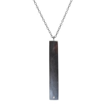 Rectangle Necklace with Diamond in Oxidized Silver