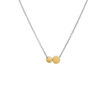 Two Dots Necklace in Oxidized Silver & 22k Bimetal