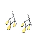 Teardrop Chandelier Earrings in Oxidized Silver & 22k Gold