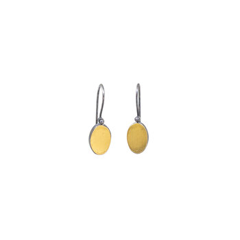 Oval Drop Earrings in Oxidized Silver & 22k Gold Bi-metal