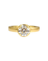 Scooped Prong Round Brilliant Diamond Ring in 18k Gold