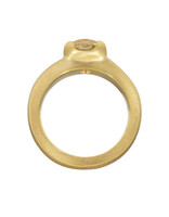 Scooped Prong Set Old European Cut Cushion Diamond in 18k Yellow Gold