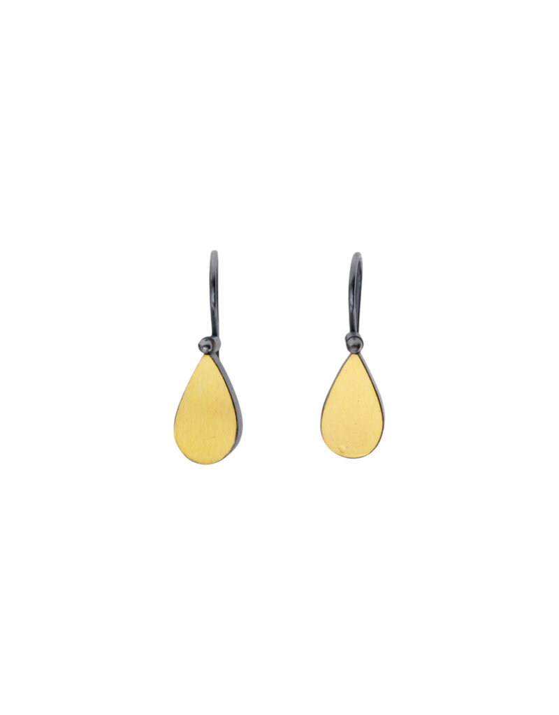 Teardrop Earrings in Oxidized Silver and 22k Bi-Metal