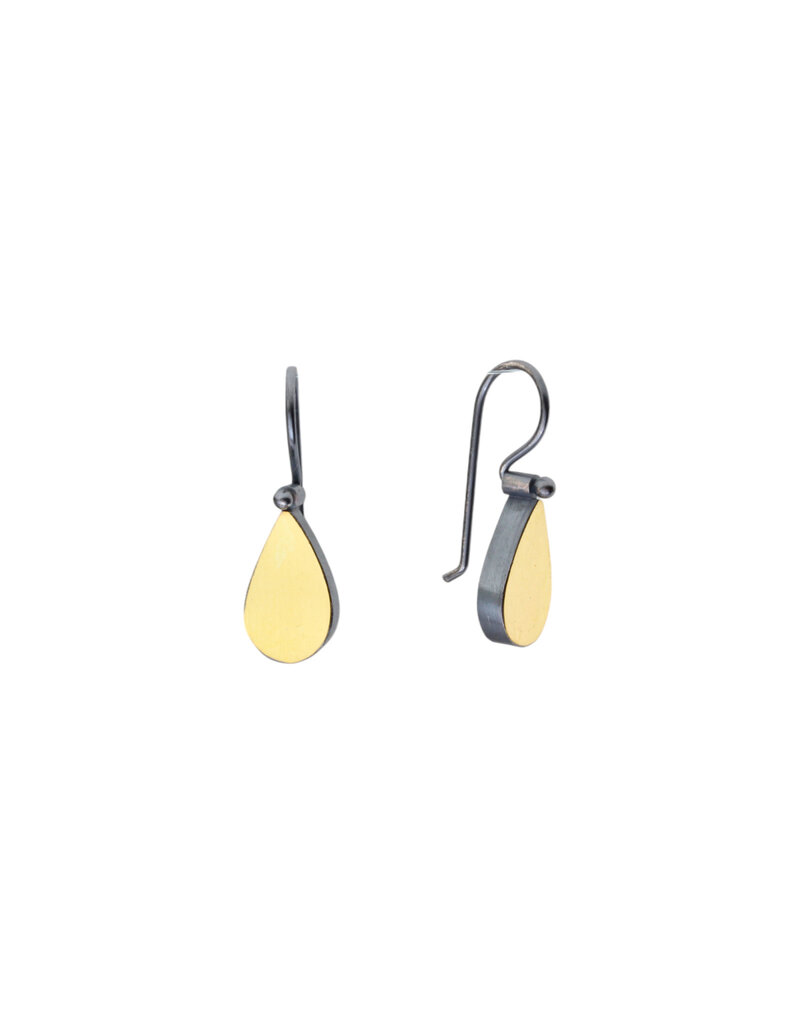 Teardrop Earrings in Oxidized Silver and 22k Bi-Metal