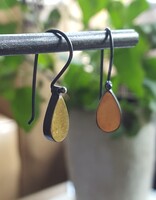 Teardrop Earrings in Oxidized Silver and 22k Bi-Metal