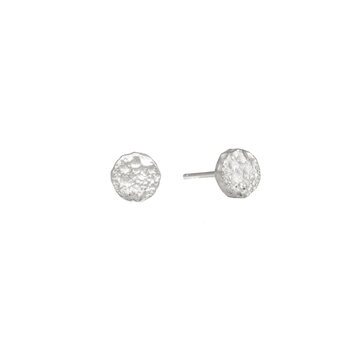 Mini Topography Post Earrings in Silver