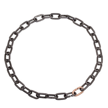 Heavy Chain Necklace in Grey Steel and 14k Rose Gold