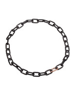 Heavy Chain Necklace in Grey Steel and 14k Rose Gold