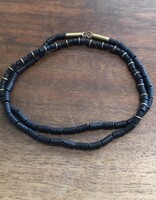 Matte Onyx and Brass Necklace with Handmade Clasp