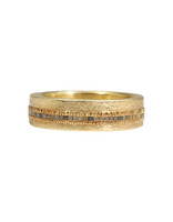 Estate Raw Diamond Stripe Ring Band in 18k Gold - size 9.5
