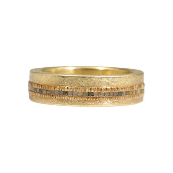 Estate Raw Diamond Stripe Ring Band in 18k Gold - size 9.5