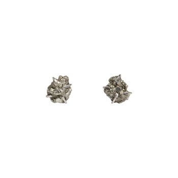 Estate Pyrite Mineral Post Earrings in Silver and Palladium