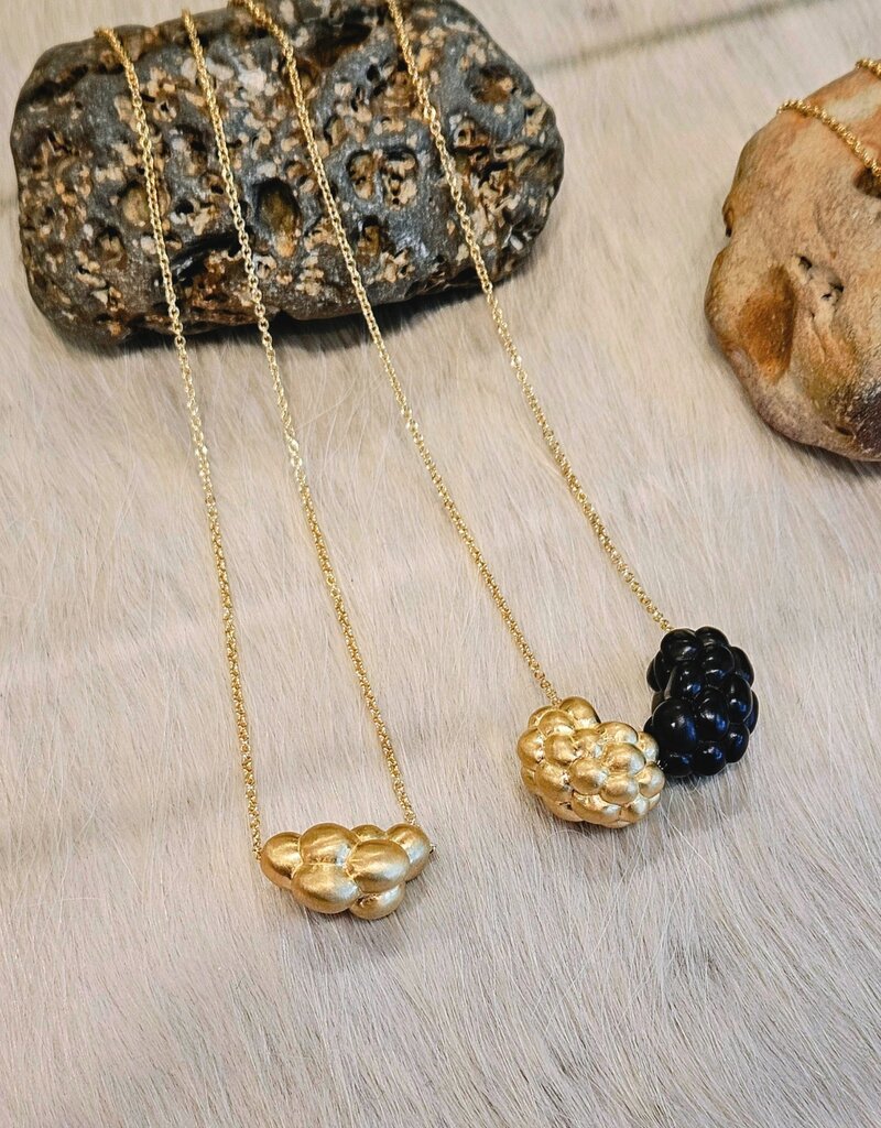 Jet and 18k Gold Cluster Necklace