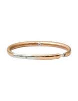 Forged Men's Cuff Bracelet with Cognac Diamond in Silver and Golden Bronze