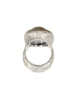 Textured Grey Pearl Ring in Silver and 18k Gold