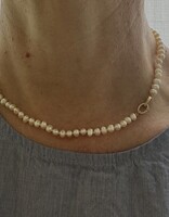 Tracy Conkle Pearl Necklace with Large Cushion Charm Clasp in 14k Gold