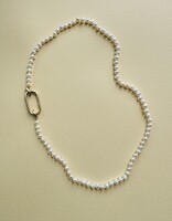 Tracy Conkle Pearl Necklace with Large Cushion Charm Clasp in 14k Gold