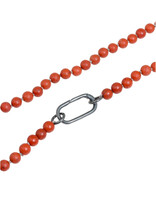 Matte Red Poppy Jasper 6mm Bead Necklace with Oxidized Carabiner - 20"